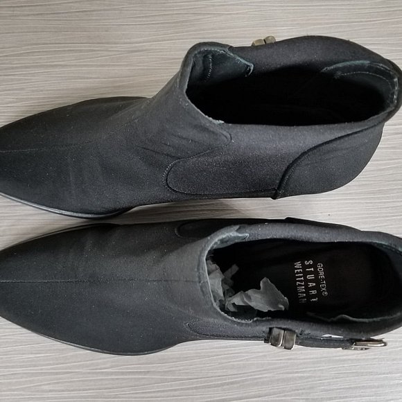 Stuart Weitzman Bucket Mid Bootie, Black Gore Tex, Womens Size 9 M - Picture 8 of 11